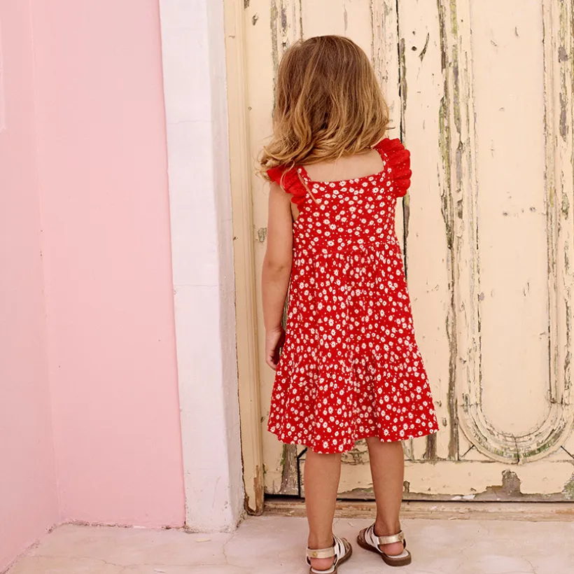 Robe manches courtes imprimée en maille cloquée pour bébé fille