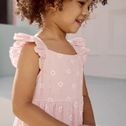 Robe manches courtes imprimée en maille cloquée pour bébé fille