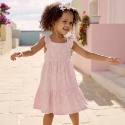 Robe manches courtes imprimée en maille cloquée pour bébé fille