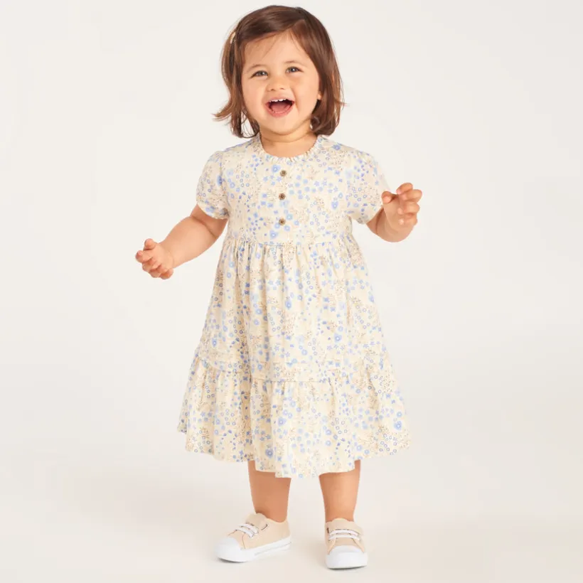 Robe manches courtes imprimé floral pour bébé fille