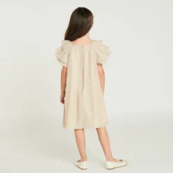 Robe à manches courtes papillon pailletées pour fille