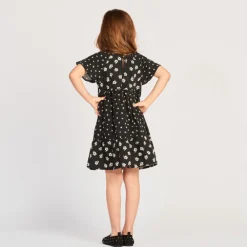 Robe manches courtes volantées imprimé fleurs pour fille