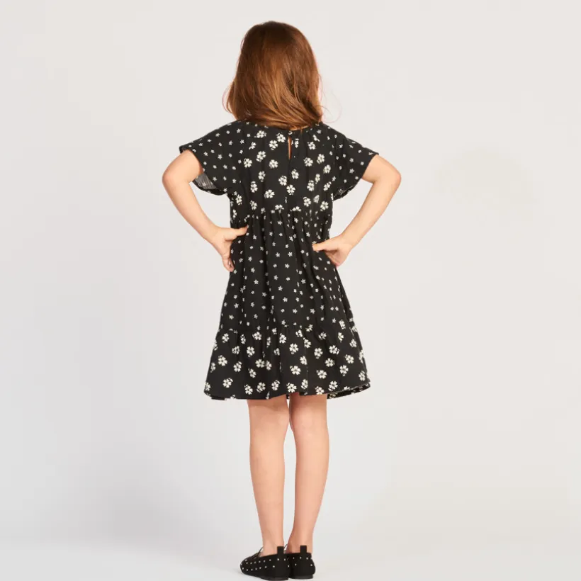 Robe manches courtes volantées imprimé fleurs pour fille