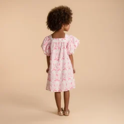 Robe manches courtes volantées avec imprimé fleurs pour fille