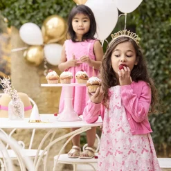 Robe manches courtes volantées avec imprimé fleurs pour fille