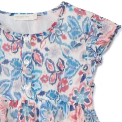 Robe manches courtes volantée et imprimé pour fille