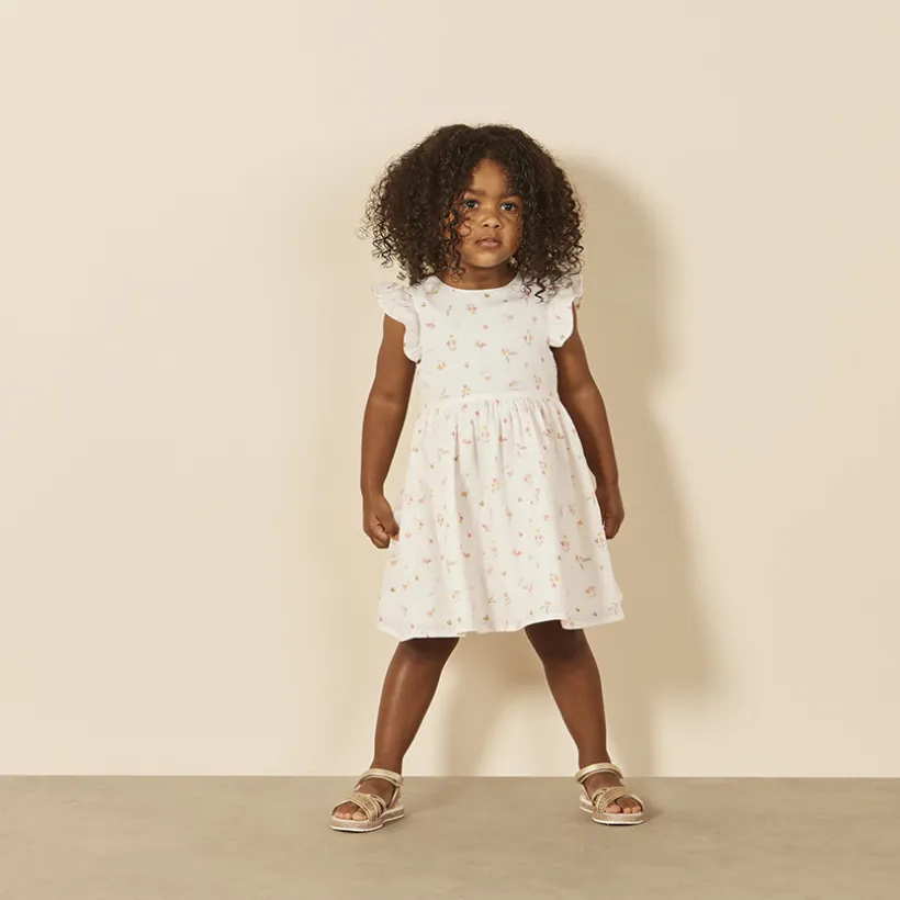 Robe manches courtes volantées imprimé fleuris pour bébé fille
