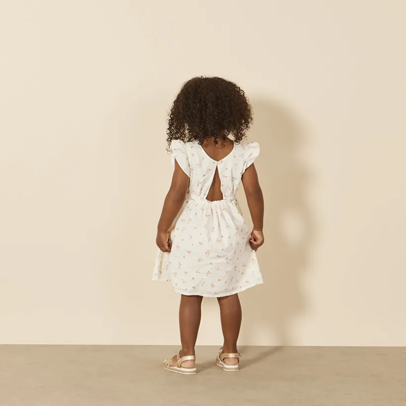 Robe manches courtes volantées imprimé fleuris pour bébé fille