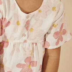 Robe manches courtes volantée imprimé floral pour bébé fille
