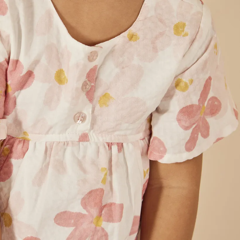 Robe manches courtes volantée imprimé floral pour bébé fille