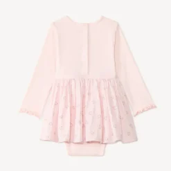 Robe manches longues bébé fille effet 2 en 1 avec body intégré