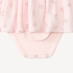 Robe manches longues bébé fille effet 2 en 1 avec body intégré