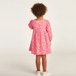 Robe manches longues blousée imprimée fleurie pour bébé fille