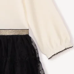 Robe manches longues effet 2 en 1 bi-matière pour bébé fille