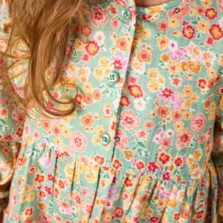 Robe manches longues en double gaze imprimé fleurs pour bébé fille