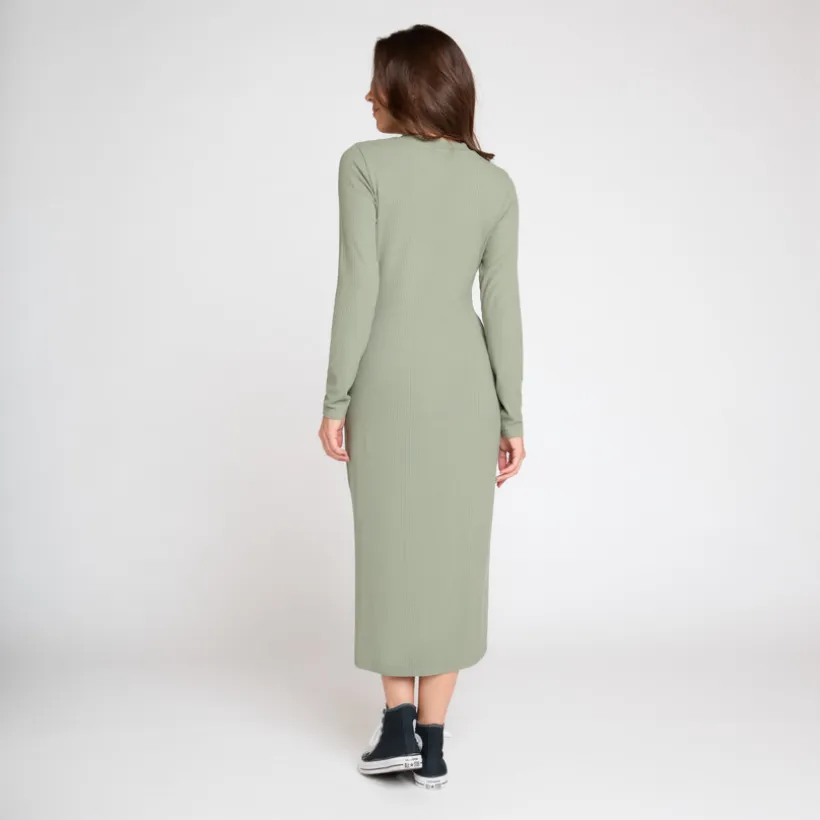Robe manches longues en maille côtelée uni pour femme
