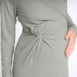 Robe manches longues en maille côtelée uni pour femme