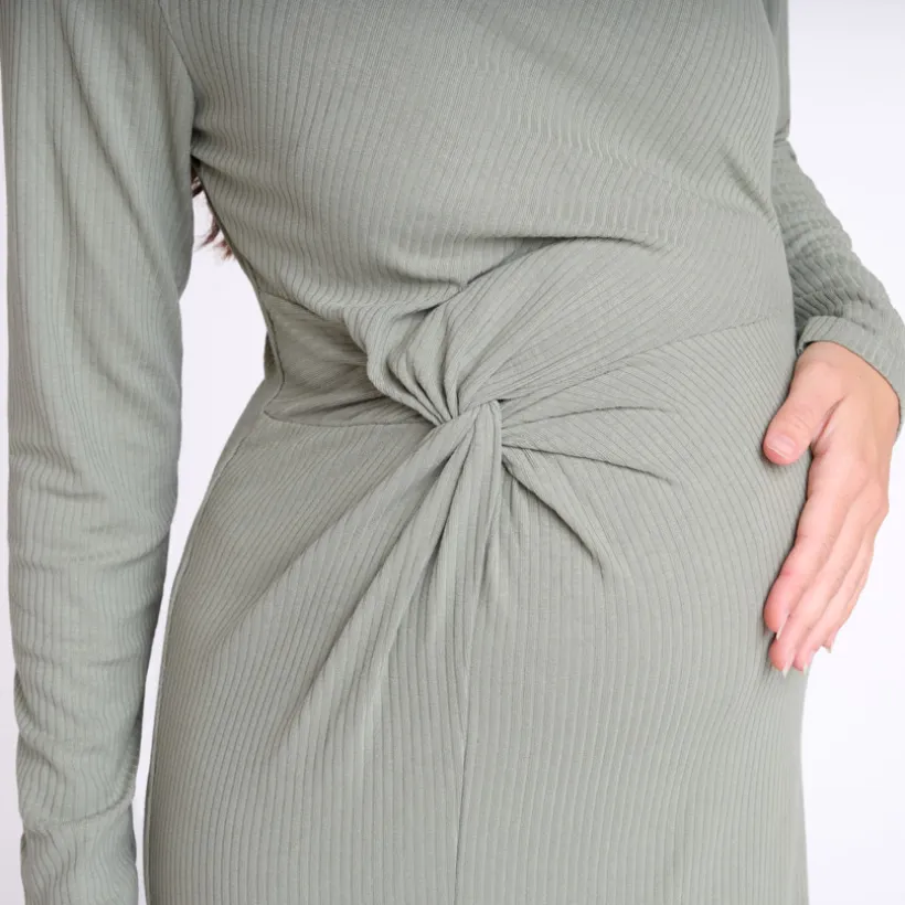 Robe manches longues en maille côtelée uni pour femme