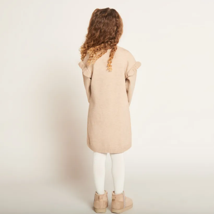 Robe manches longues en tricot ajouré pour fille