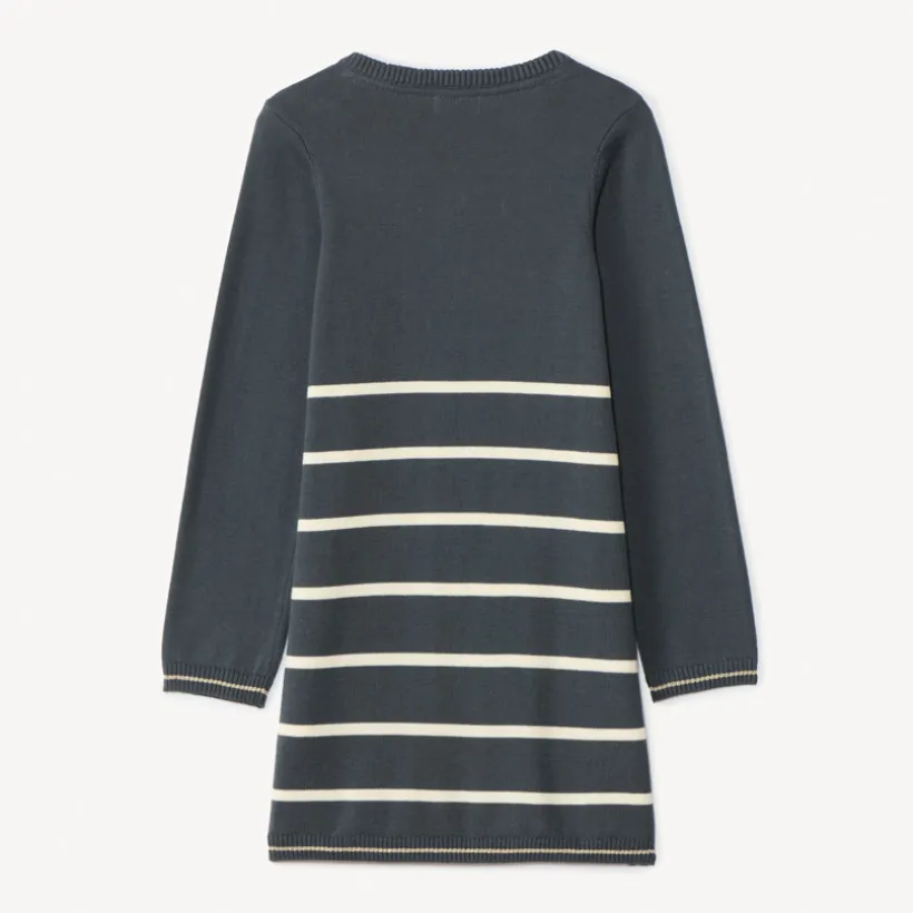 Robe manches longues en tricot rayé pour fille