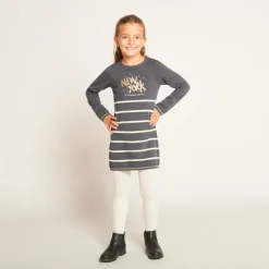 Robe manches longues en tricot rayé pour fille