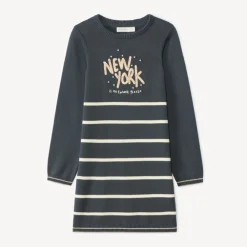 Robe manches longues en tricot rayé pour fille