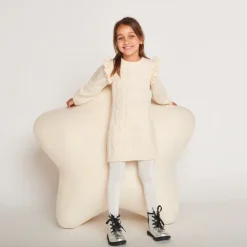 Robe manches longues en tricot uni pour fille
