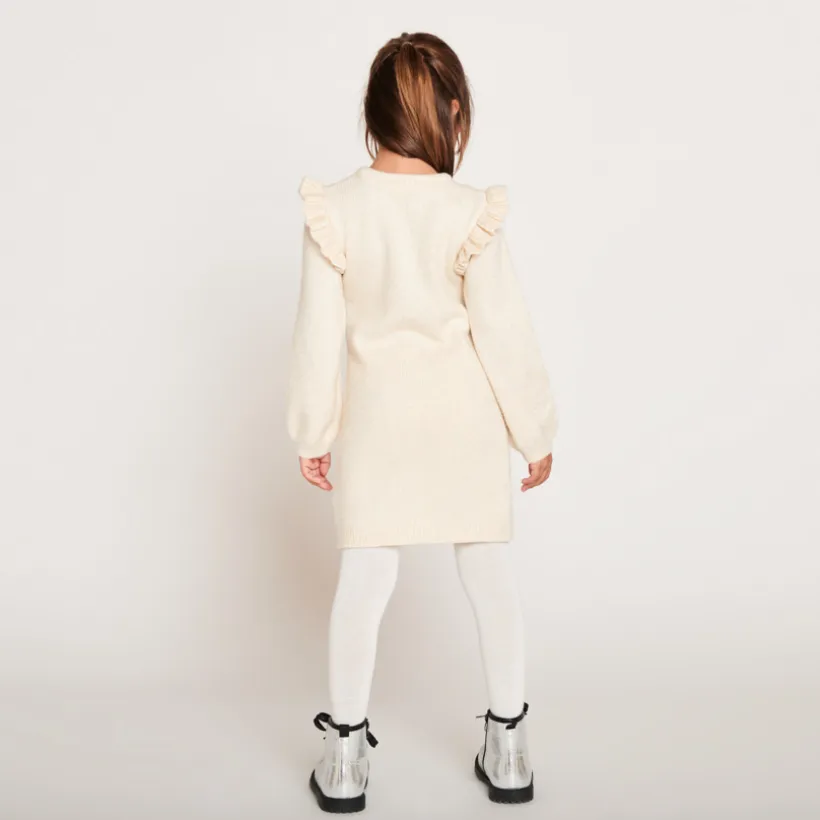 Robe manches longues en tricot uni pour fille