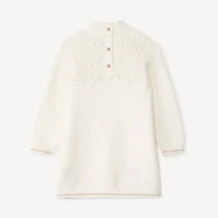 Robe manches longues en tricot uni pour bébé fille