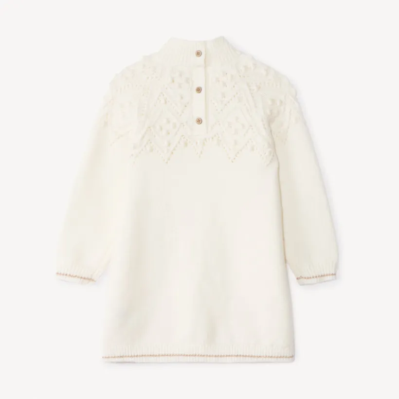 Robe manches longues en tricot uni pour bébé fille