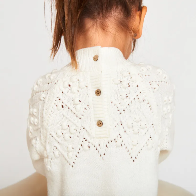Robe manches longues en tricot uni pour bébé fille