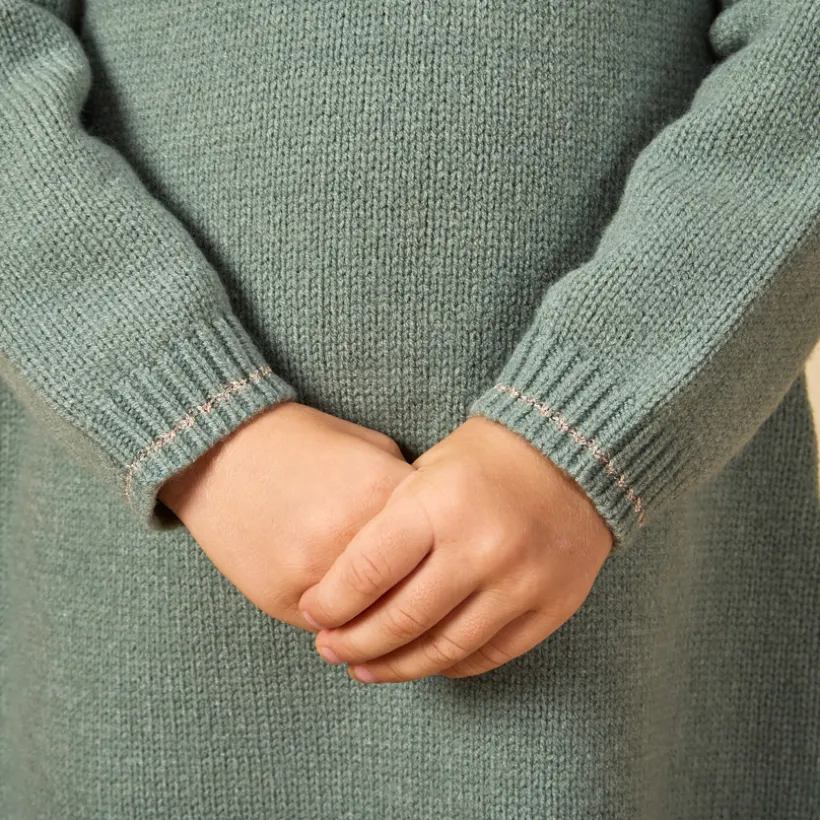 Robe manches longues en tricot uni pour bébé fille