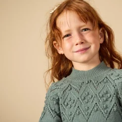 Robe manches longues en tricot uni pour bébé fille