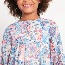 Robe manches longues à fleurs pour fille