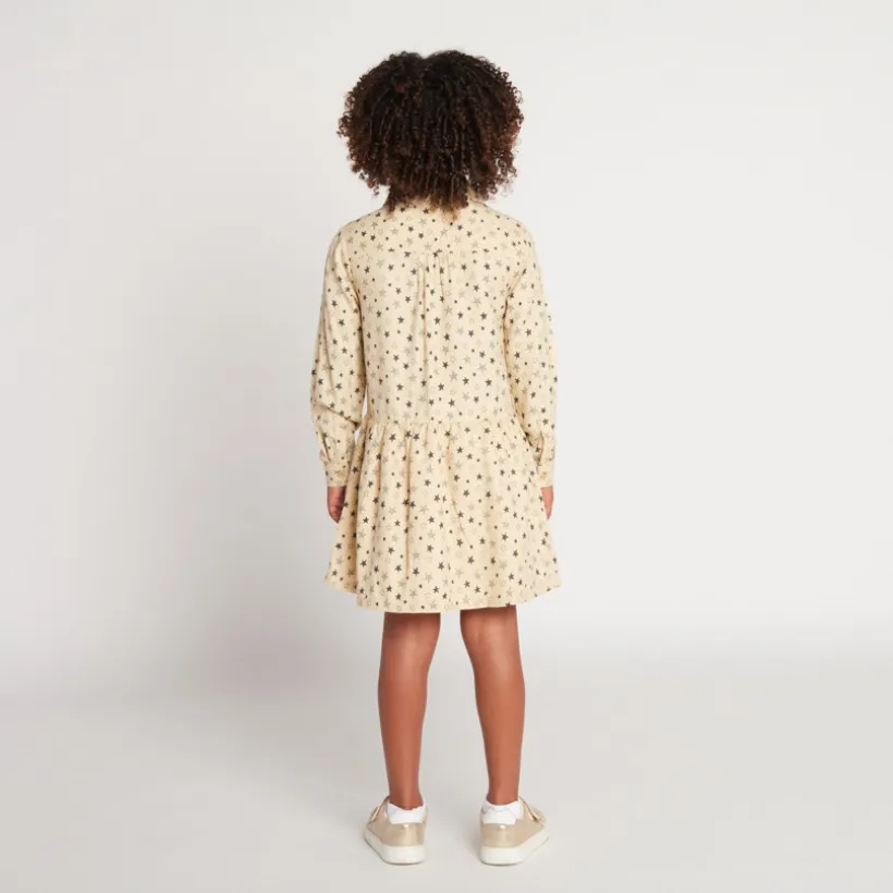 Robe manches longues imprimé étoiles pour fille