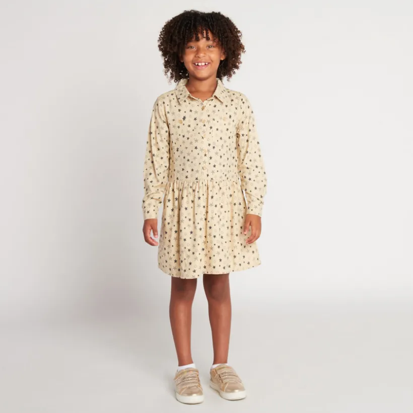 Robe manches longues imprimé étoiles pour fille