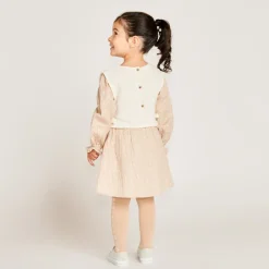 Robe manches longues à motifs paisley 2-en-1 pour bébé fille