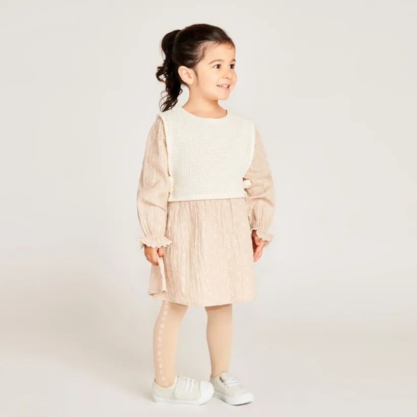 Robe manches longues à motifs paisley 2-en-1 pour bébé fille