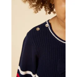 Robe manches longues rayée et boutons fantaisie pour bébé fille