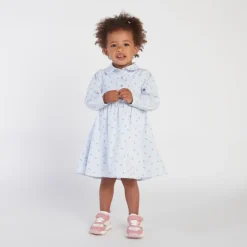 Robe manches longues rayée et imprimée fleurs pour bébé fille