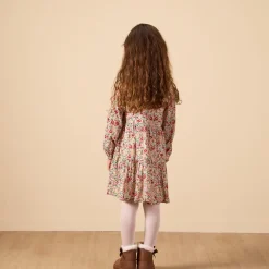 Robe manches longues sans col imprimé fleurs pour fille