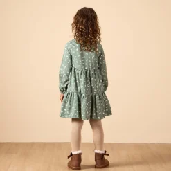 Robe manches longues style chemise imprimé fantaisie pour fille
