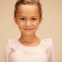 Robe manches longues unie en crêpe pour fille
