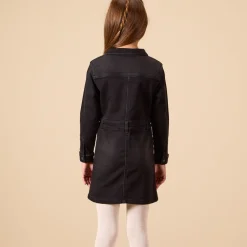 Robe manches longues uni effet chemise pour fille