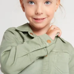 Robe manches longues uni en denim pour fille
