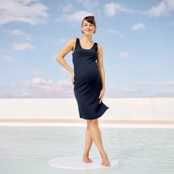 Robe moulante sans manches côtelée pour femme