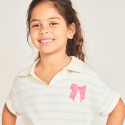 Robe polo col évasé à rayures pour fille