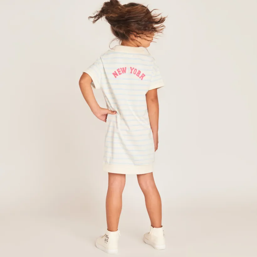 Robe polo col évasé à rayures pour fille