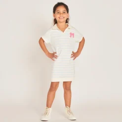 Robe polo col évasé à rayures pour fille