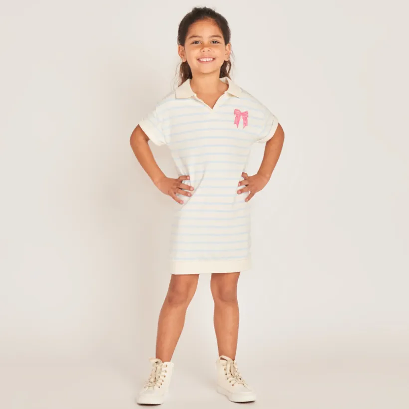 Robe polo col évasé à rayures pour fille